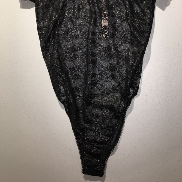 Shiny Black Lace Lingerie Body Suit - Picture 2 of 8